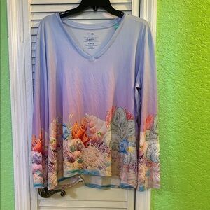NWT Art & Sol Amber Morgan Women’s Pastel Marine Seashell Long-Sleeve Shirt XL